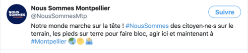 Capture d'écran d'un tweet de la liste Nous Sommes Montpellier