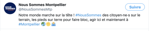Capture d'écran d'un tweet de la liste Nous Sommes Montpellier Capture d'écran d'un tweet de la liste Nous Sommes Montpellier