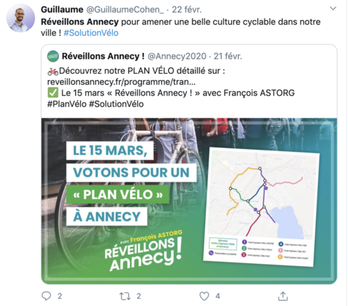 Capture d'écran du compte Twitter de Réveillons Annecy
